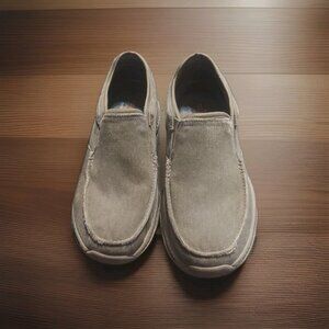 Skechers Cohagen Memory Foam Men's Slip On Canvas Shoes Taupe Size 8 Casual